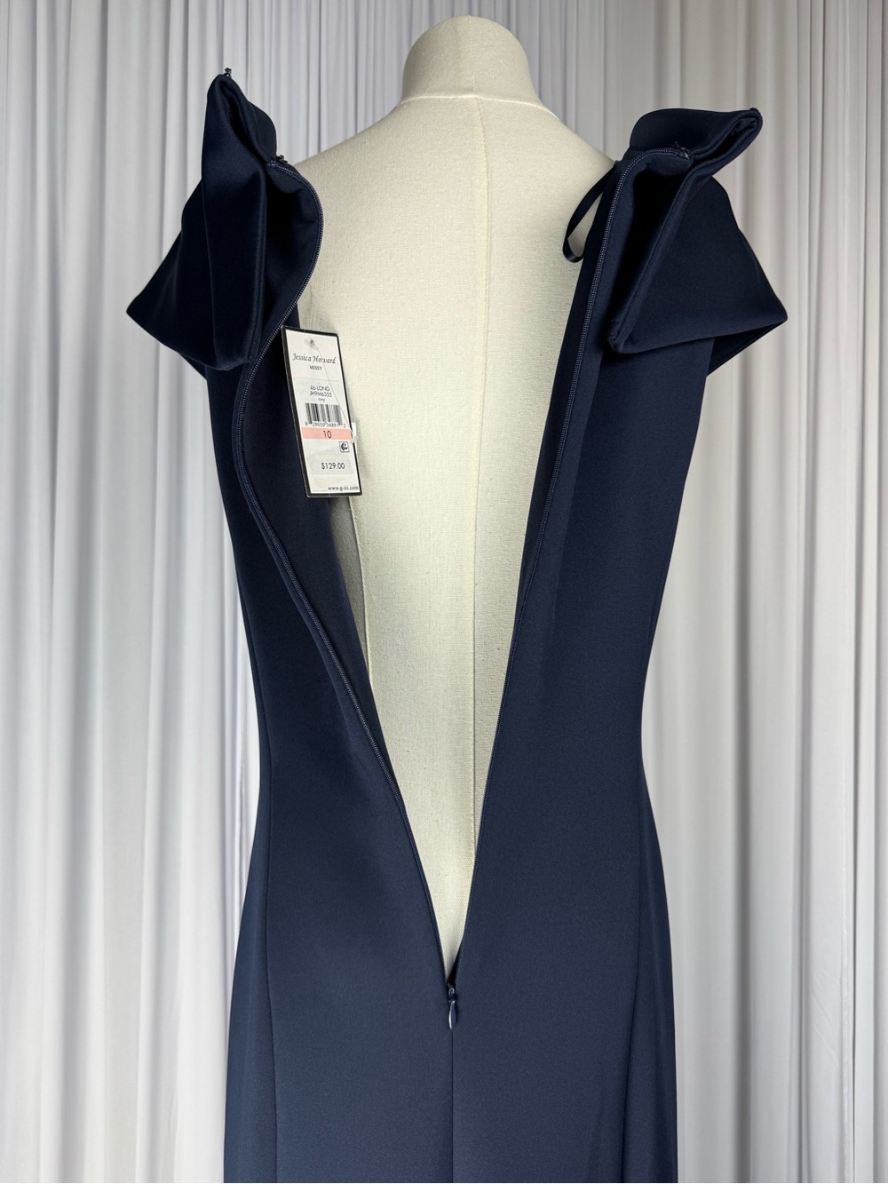 Jessica Howard Women's Sleeveless Portrait Collar Gown Navy Size 10 - Picture 9 of 16
